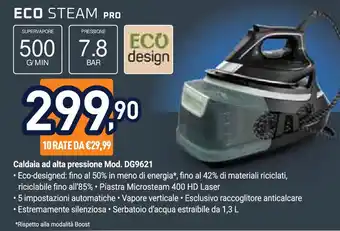 Unieuro ECO STEAM PRO Caldaia ad alta pressione Mod. DG9621 offerta