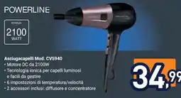 Unieuro Rowenta POWERLINE Asciugacapelli Mod. CV5940 offerta