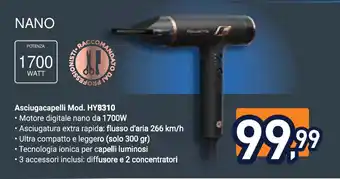 Unieuro Rowenta NANO Asciugacapelli Mod. HY8310 offerta