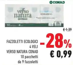 Conad Superstore Fazzoletti ecologici 4 veli VERSO NATURA CONAD offerta