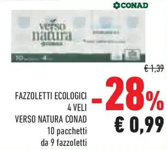 Conad Superstore Fazzoletti ecologici 4 veli VERSO NATURA CONAD offerta