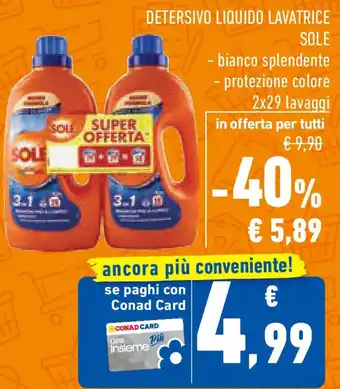 Conad Superstore Detersivo liquido lavatrice SOLE offerta