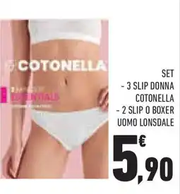 Conad Superstore Set - 3 slip donna cotonella - 2 slip o boxer uomo lonsdale offerta