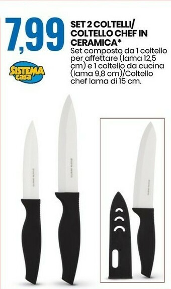 Eurospin Sistema casa set 2 coltelli/ coltello chef in ceramica offerta