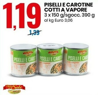 Piselli e carotine cotti a vapore