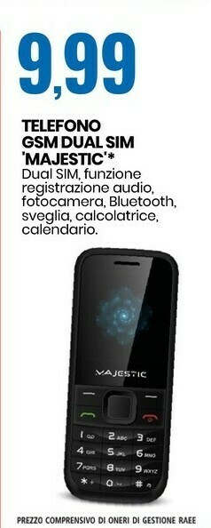 Eurospin Majestic telefoni gsm dual sim offerta