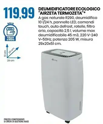 Eurospin Airzeta deumidificatore ecologico offerta