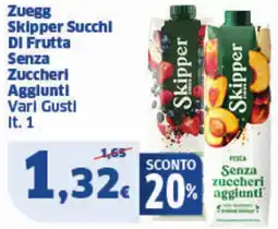 Sigma Zuegg Skipper Succhl DI Frutta Senza Zuccherl Aggiunti Vari Gusti offerta