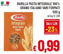 A&O Barilla pasta integrale 100% grano italiano vari formati offerta