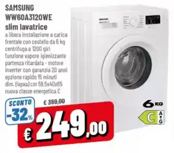 A&O SAMSUNG WW60A3120WE slim lavatrice offerta