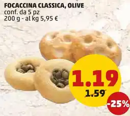 PENNY Focaccina classica, olive offerta