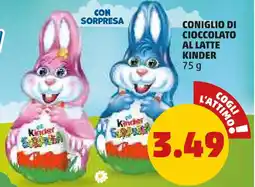 PENNY Coniglio di cioccolato al latte KINDER offerta