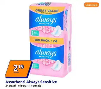 Action Assorbenti Always Sensitive offerta