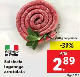 Lidl Salsiccia luganega arrotolata offerta