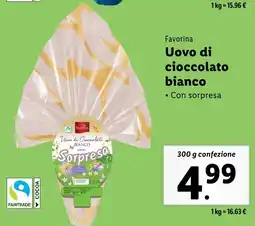 Lidl Favorina Uovo di cioccolato bianco offerta