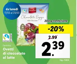 Lidl Favorina Ovetti di cioccolato al latte offerta