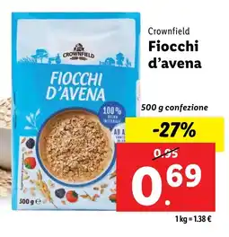 Lidl Crownfield Fiocchi d'avena offerta