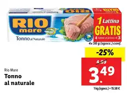 Lidl Rio Mare Tonno al naturale offerta