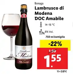 Lidl Bonaga Lambrusco di Modena DOC Amabile offerta