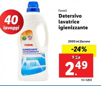 Lidl Formil Detersivo lavatrice igienizzante offerta