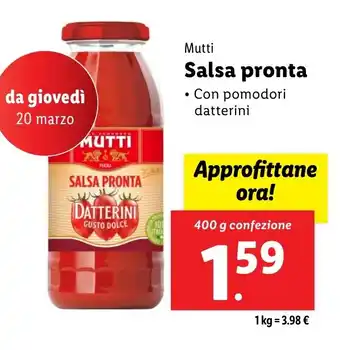 Lidl Mutti Salsa pronta offerta