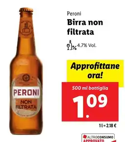 Lidl Peroni Birra non filtrata offerta