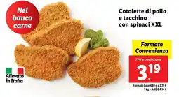 Lidl Cotolette di pollo e tacchino con spinaci XXL offerta