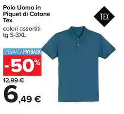 Carrefour Polo Uomo in Piquet di Cotone Tex offerta