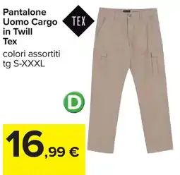 Carrefour Pantalone Uomo Cargo in Twill Tex offerta