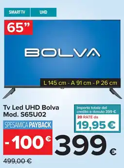 Carrefour Tv Led UHD Bolva Mod. S65U02 offerta