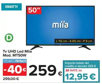 Carrefour Tv UHD Led Miia Mod. MT50W offerta