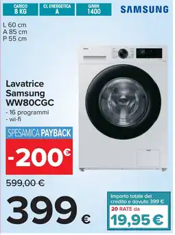 Carrefour Lavatrice Samsung WW80CGC offerta