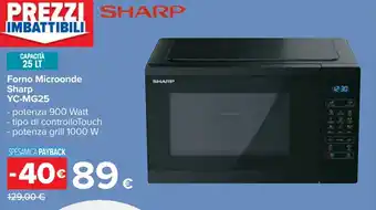 Carrefour Forno Microonde Sharp YC-MG25 offerta