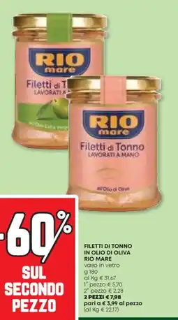 Pam Filetti di tonno in olio di oliva RIO MARE offerta