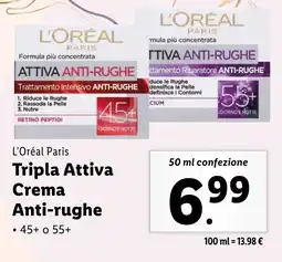 Lidl L'Oréal Paris Tripla Attiva Crema Anti-rughe offerta