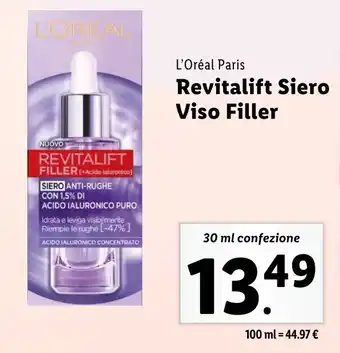 Lidl L'Oréal Paris Revitalift Siero Viso Filler offerta