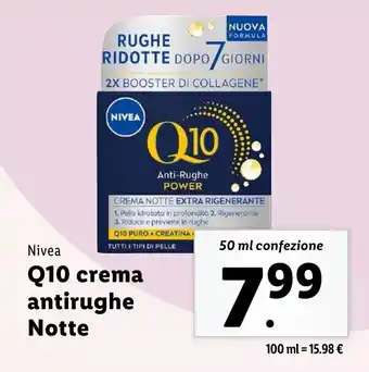 Lidl Nivea Q10 crema antirughe Notte offerta