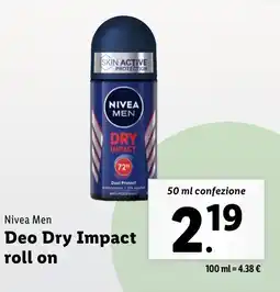 Lidl Nivea Men Deo Dry Impact roll on offerta