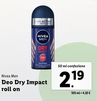 Lidl Nivea Men Deo Dry Impact roll on offerta