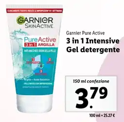 Lidl Garnier Pure Active 3 in 1 Intensive Gel detergente offerta