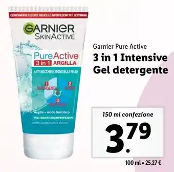 Lidl Garnier Pure Active 3 in 1 Intensive Gel detergente offerta