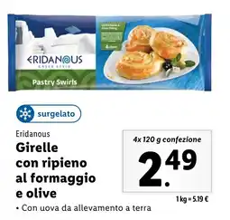 Lidl Eridanous Girelle con ripieno al formaggio e olive offerta