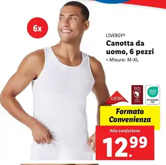 Lidl LIVERGY Canotta da uomo, 6 pezzi offerta