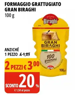 Tigros Formaggio grattugiato GRAN BIRAGHI offerta