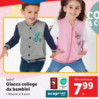 Lidl lupilu Giacca college da bambini offerta