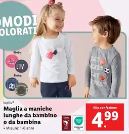 Lidl lupilu Maglia a maniche lunghe da bambino o da bambina offerta