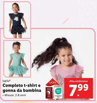 Lidl lupilu Completo t-shirt e gonna da bambina offerta