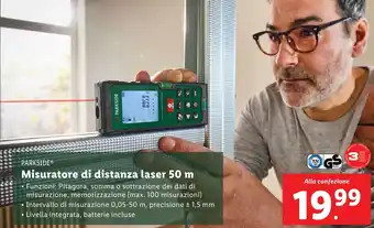 Lidl PARKSIDE Misuratore di distanza laser 50 m offerta