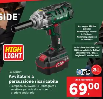 Lidl PARKSIDE Avvitatore a percussione ricaricabile offerta