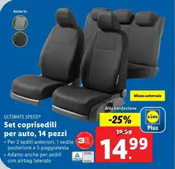 Lidl ULTIMATE SPEED Set coprisedili per auto, 14 pezzi offerta